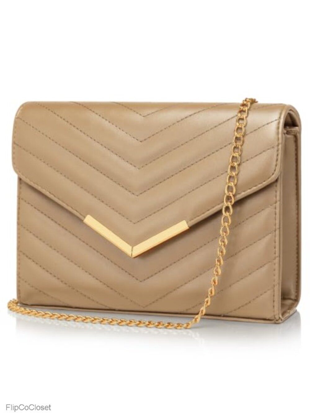 Faux Saffiano Leather Evening Clutch with Chain Strap Magnetic Snap